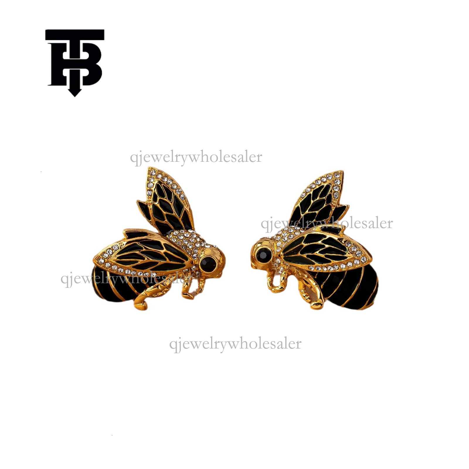 TB BHULAMTE Designer Fashion Bee Earrings European And American New Luxury Insect Enamel Oil Drop Animal Brooch Retro Women's Jewelry