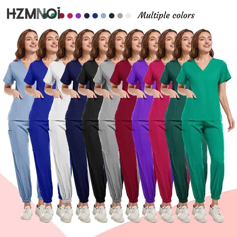HZNMNOI Scrub Hospital Uniform Medical Top Pants Nurse Uniform High Fashion Uniforms Nursing Scrubs Set Hot Sell Surgical Gowns X250410