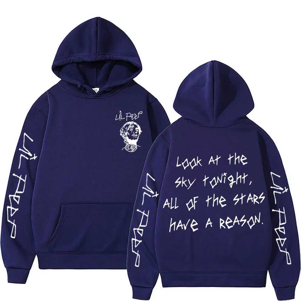 Rapper Lil Peep Look At The Sky Tonight All of The Stars Have A Reason Print Hoodie Men Women Hip Hop Oversized Hoody Sweatshirt M251111