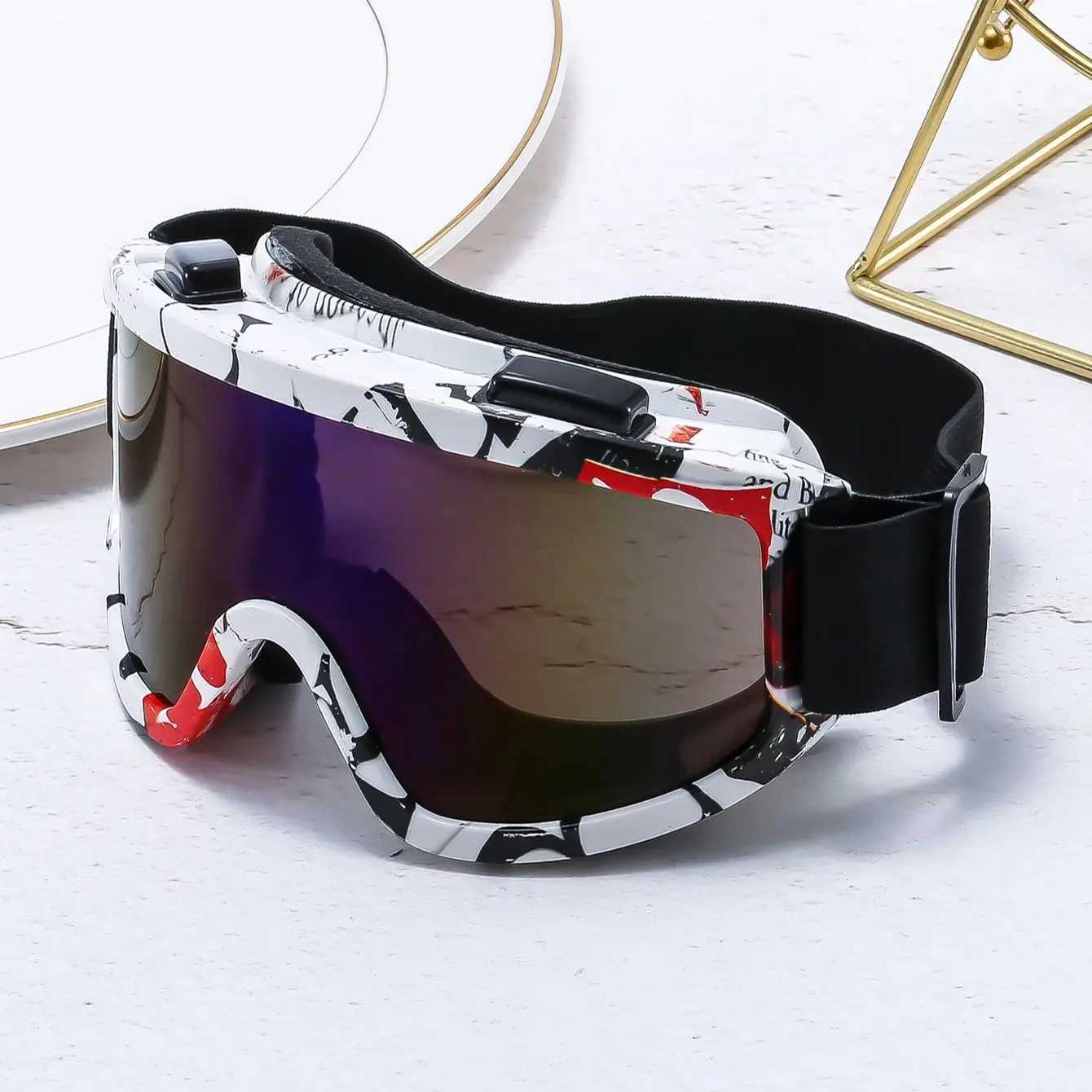 Large frame ski goggles with colored lenses and sponge anti-collision anti-glare lenses Outdoor sports snowboarding and snowboar K251110