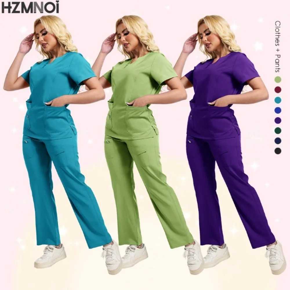 Surgical Uniforms Womens Scrub Set Medical Nurse Beauty Sn Workwear Clinical Scrubs Top Pants Spa Doctor Nursing Clinical Set X250410