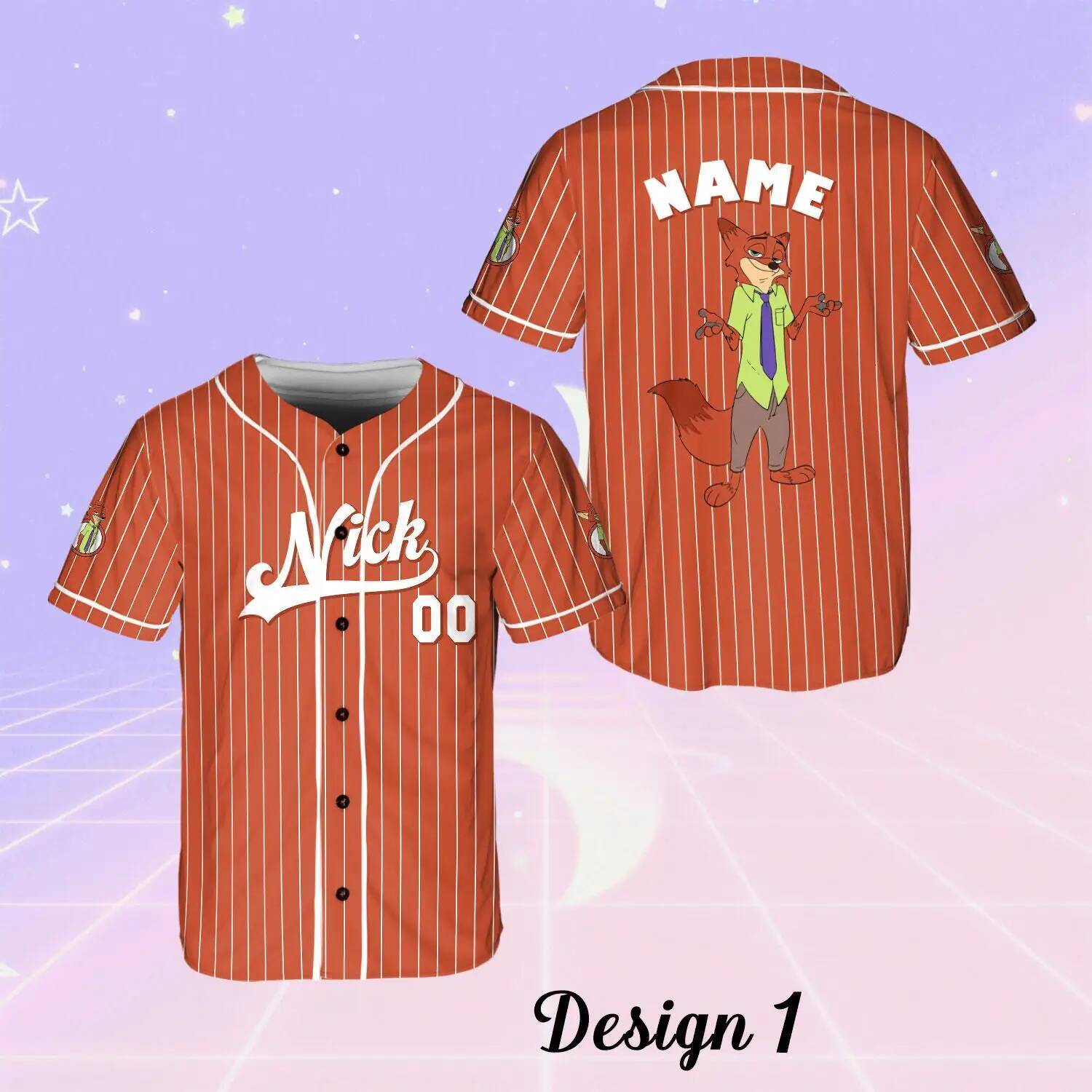 Baseball Disney Matching Shirts Personalized Character Zootopia Movie Jerseys