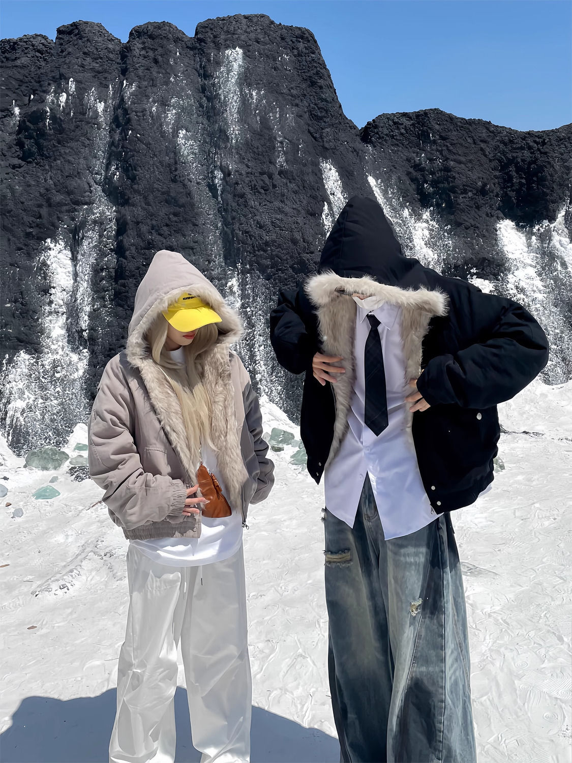 Men's Faux Fur Zip Jacket Y2k Collar High Quality Fashion Design Pullover Harajuku Casual American Warm Thicken Cardigan Coat Parkas