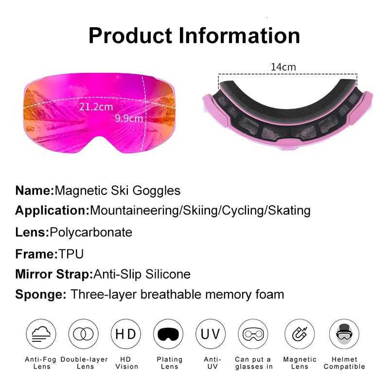 PHMAX Ski GoggLEs UV400 Anti-fog OTG Eyewear LEns Night Vision Yellow LEns Outdoor Sports Snowboard Snow GoggLEs K251110