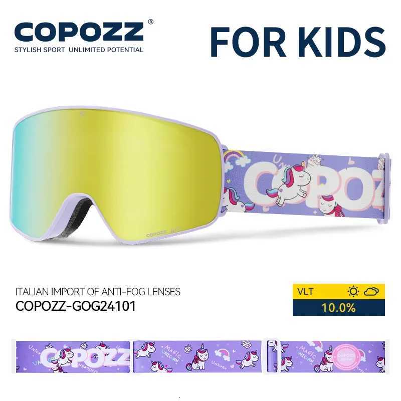 COPOZZ Children Magnetic Ski Goggles Cartoon Winter Anti-Fog Outdoor Windproof Professional UV400 Double Layers Kids Ski Eyewear K251110