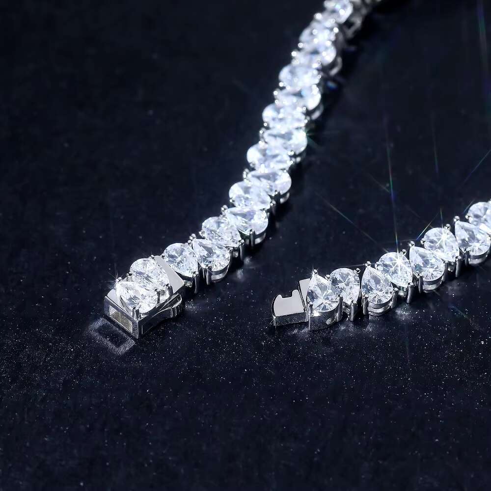 Wholesale Custom Fashion Teardrop Sterling 925 Silver GRA Moissanite Zircon Sterling Tennis Bracelet