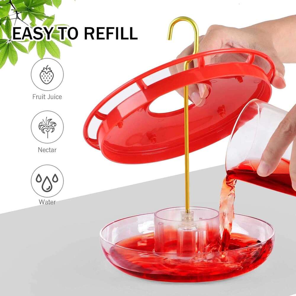 eWonLife Hummingbird for Outdoors, 2 Pack, Leak-Proof, Easy to Clean and Refill, Saucer Humming Bird Feeder Plastic, Including Hanging Hook, with 5 Fe