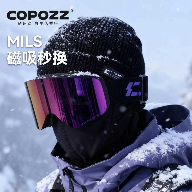 COPOZZ X-edge Series Men Women Double Layers Anti-Fog Ski Goggles Snowmobile Eyewear Snow Snowboard Glasses with Magnetic Lenses K251110
