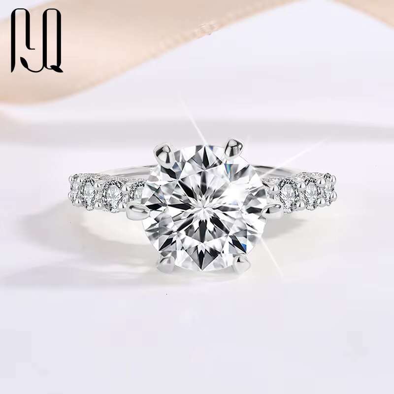 PYQ 18K Gold Sterling Silver Eternity Wedding Ring 3CT 5CT Round Moissanite Jewelry Durable and Elegant