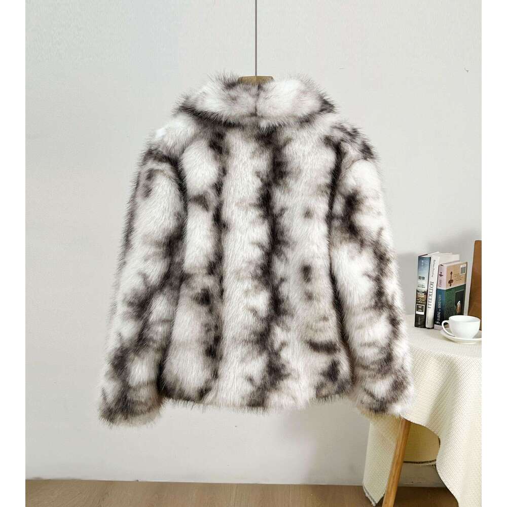 Women's Elegant Jacket With Buckle Faux Fur Trim - Grey/Black/White Plaid Collar Coat, Short Length Winter Warm Outerwear, Hine Washable For Casu
