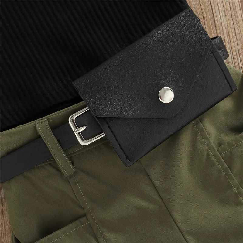 1-5 year baby girl casual suit tank top+shorts+waist bag pocket decoration casual sled girl summer clothing setXJ250410