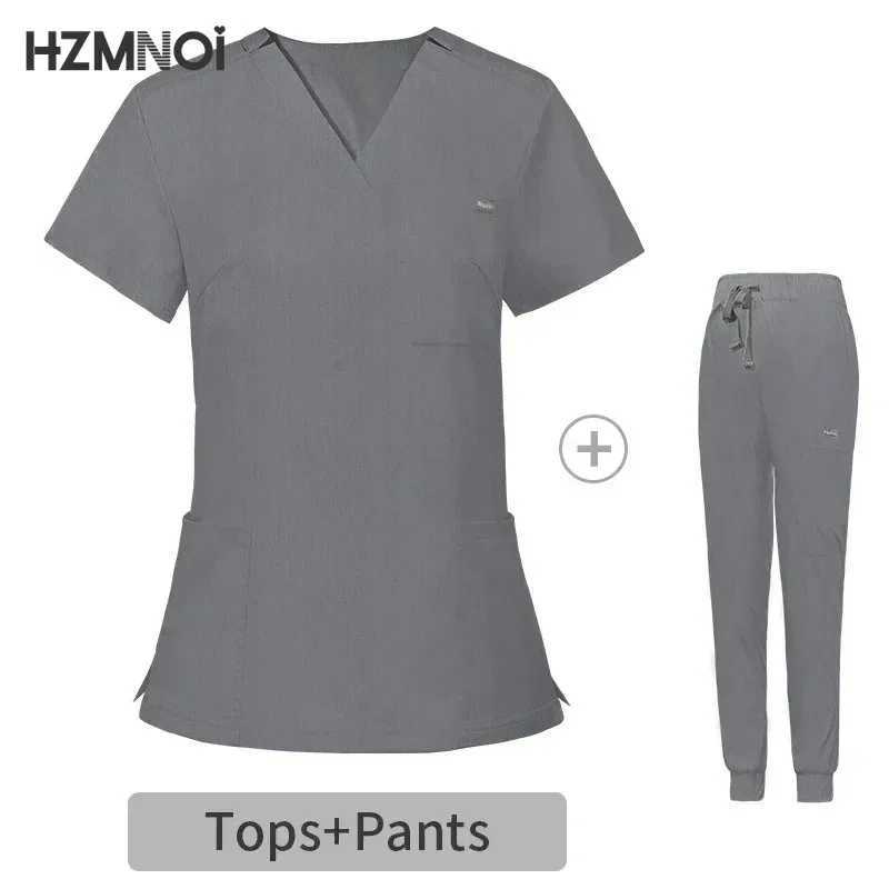 Multicolor Scrubs Uniform Short Slve Tops+Pants Nursing Uniform Women Surgery Workwear Scrub Set Pet Shop Doctor Scrub Medical X250410