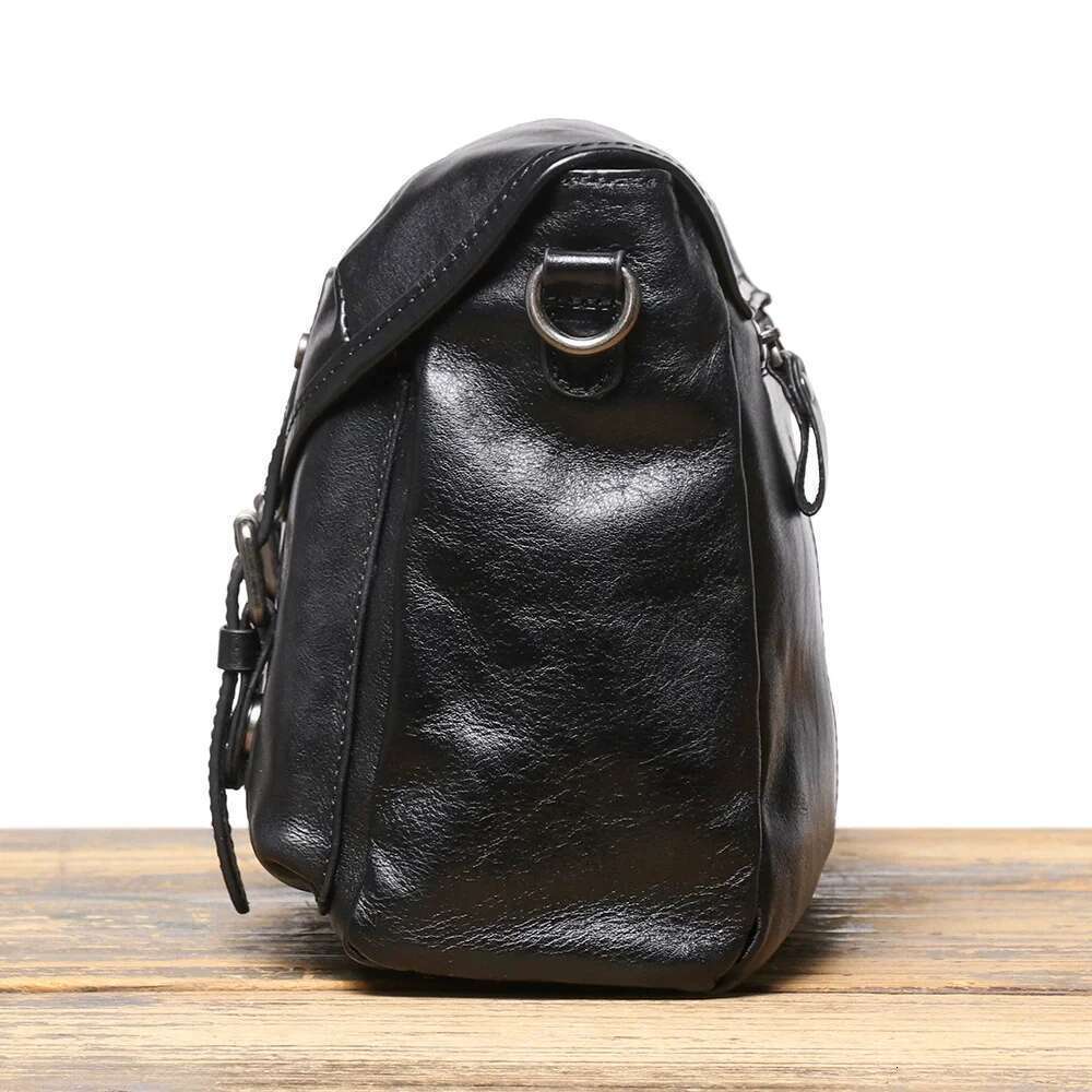 LUOKIR New Handmade Leather Men's Crossbody Minimalist Style, Fashionable Shoulder Bag, Artistic Retro Casual Messenger Bag