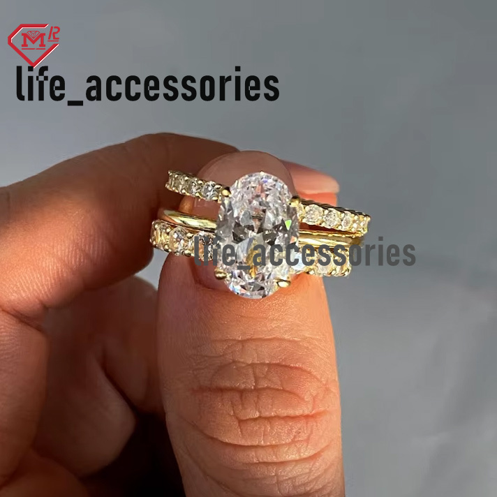 Hiphop Moissanite Engagement Ring 14k Yellow Gold GRA Certificate Oval Classic Solitaire Moissanite Ring