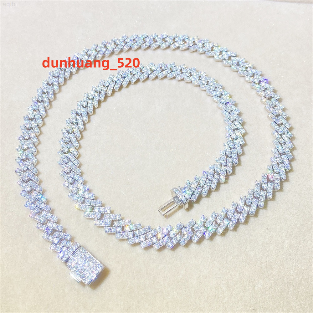 8mm 10mm 13mm Vvs Moissanite Necklace for Women Fantasy 925 Sterling Silver Cuban Link Chain