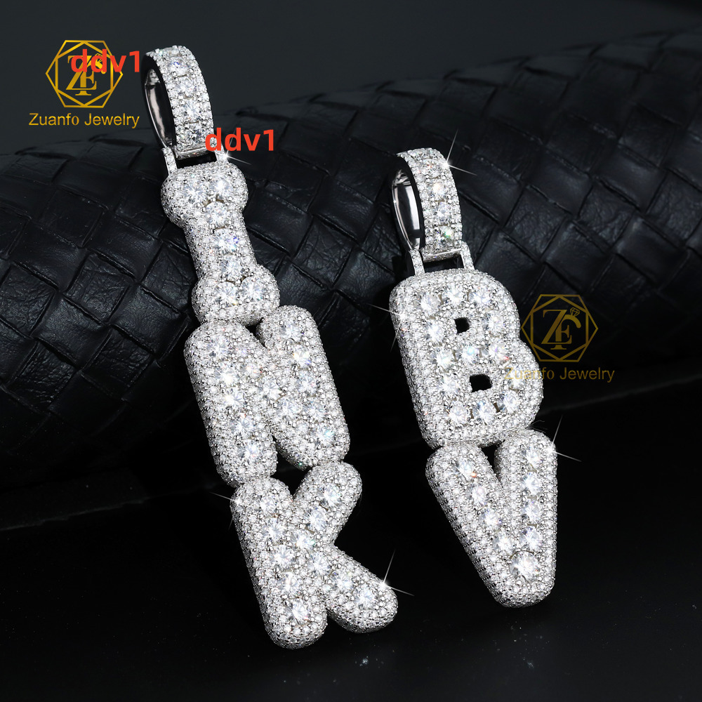 HipHop Style Customizable Iced Out D Letter Pendant VVS1 Moissanite Diamond Name Charm for Mens Gift or Party Accessory Customizable