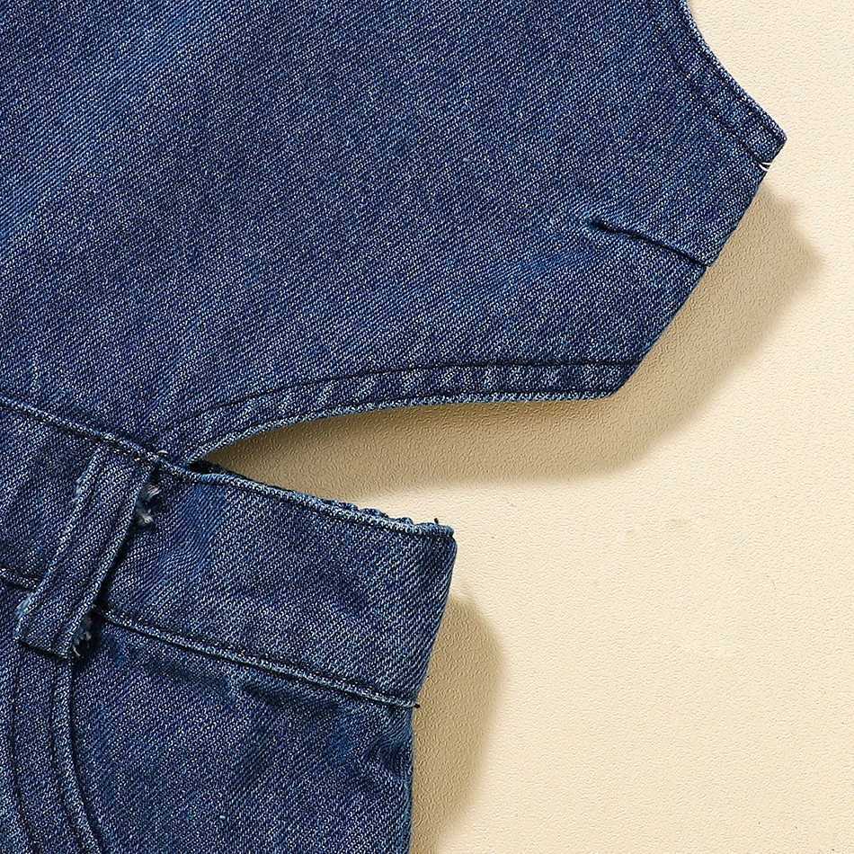 Childrens clothing girls summer jumpsuit childrens fashionable and comfortable sleeveless denim jumpsuit childrens shorts set newXJ250410