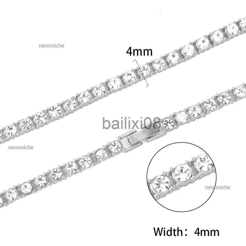 Pendant Necklaces New 4MM Iced Out tennis Brelet Neckle Men Tennis Fashion Hip-Hop Jewelry Women 16/18/20/24/30inch Choker Chain Gift J230620