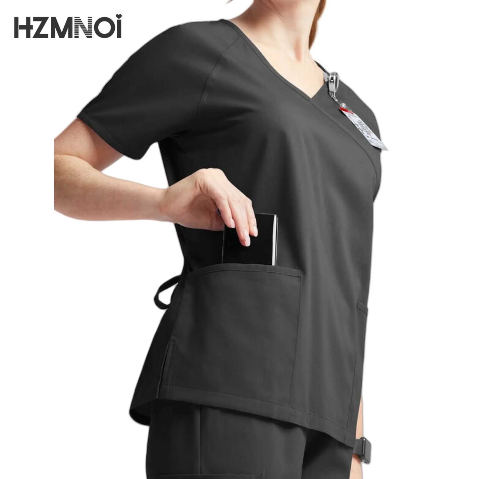New Scrubs Set Medical Uniforms Stretch Tops Straight Pants with Pocket Nurse Uniform Surgery Swt Spa Beauty Sn Workwear X250410