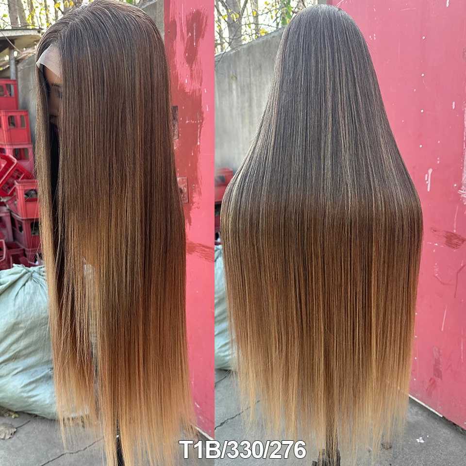 Magicae 36inch Straight 4x4 Lace Front Wigs Highlight 27/613 Ombre White Brown Wig Lace Closure Synthetic Cosplay Wig For WomenT251111