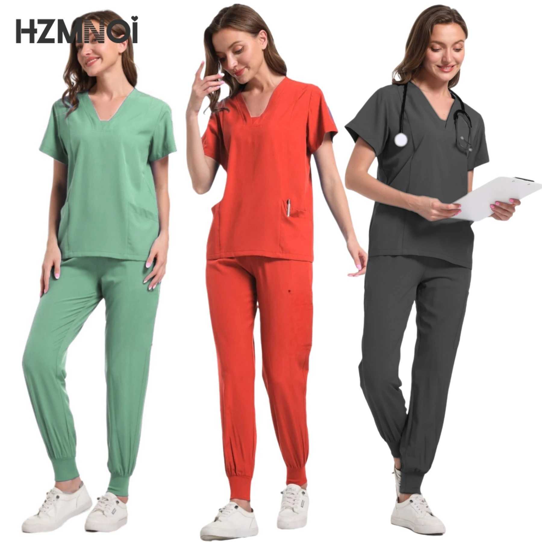 Nursing Scrubs Women Uniforms Pet Grooming Scrub Set Short Slve V-neck Top and Pants Doctor Suits Medical Surgery Work Clothes X250410