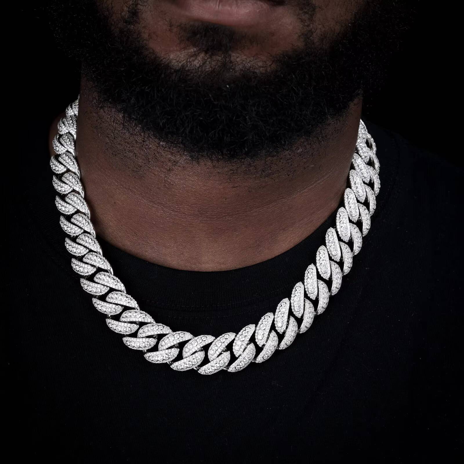 New Arrival Hip Hop Jewelry Wholesale 18mm Gold Plated Brass Bezel Setting 5A Moissanite Diamond Cuban Link Chain for Men