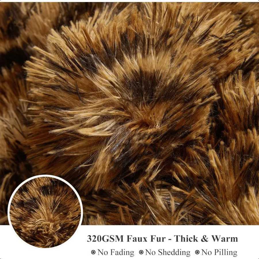 Luxury Faux Fur Leopard Print Throw Soft 50x60 Cheetah Print Fluffy Blanket Shaggy Plush Decorative Couch Throw Cute Furry Fuzz C251111