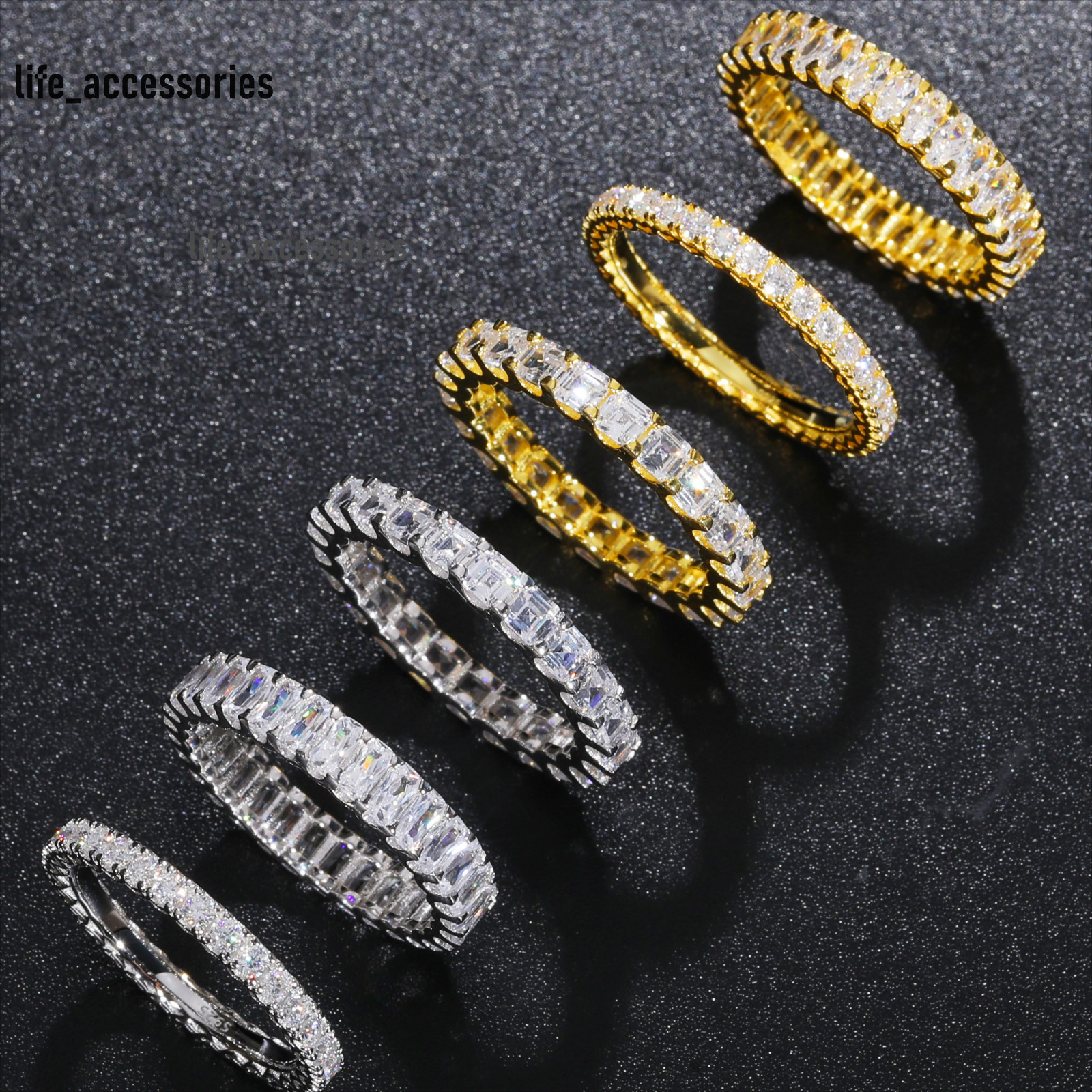 Wholesale Price Wedding Jewelry 925 Sterling Silver VVS Moissanite Diamond Engagement Eternity Band Ring for Men Women