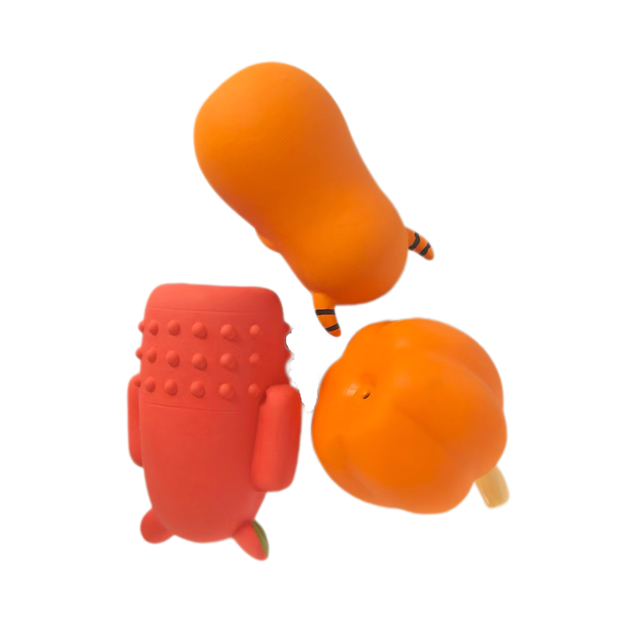 Rubber Squeaky Chewy Dog Toy Soft Natural Latex Interactive 12cm Halloween Monster and Pumpkin Shaped Dog Toys with Bright Colors for Small & Medium D