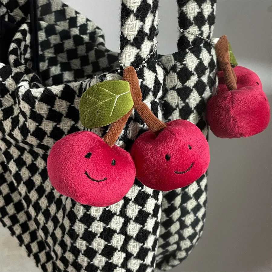 Kawaii Cherry Plush Keychain Cute Simulation Fruit Doll Plush Pendant Stuffed Toy Couple Backpack Pendant Childrens Gift W250411