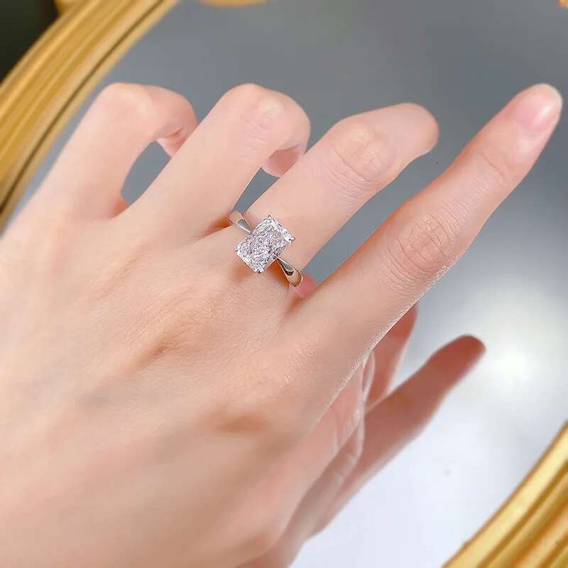 2025 Ice Cut Sparkling White Moissanite Diamond Eternity Pure 100% 925 Sterling Silver Party Women Jewelry Wedding Ring Gift