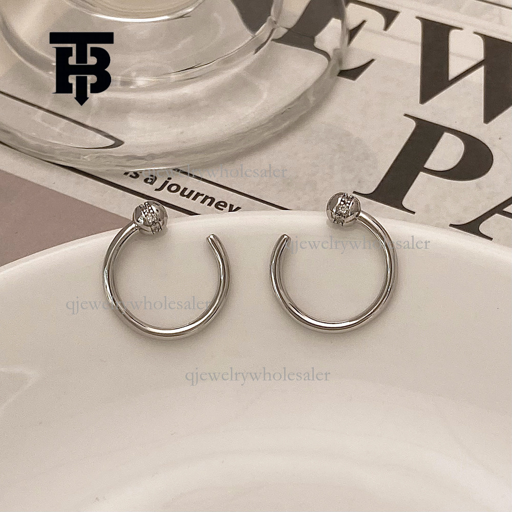 TB BHULAMTE Designer Luxury Nail Earrings High-end Accessories Ins Style Niche Light Luxury Plain Circle Super Sparkling Zircon Ear Studs Women's