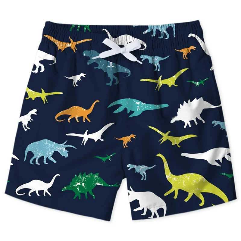 Cute Shark Dinosaur Beach Shorts Suitable for Men and Children Cartoon Animal 3D Printing Swimming Relay Surfboard Shorts Mens Street ShortsW250410