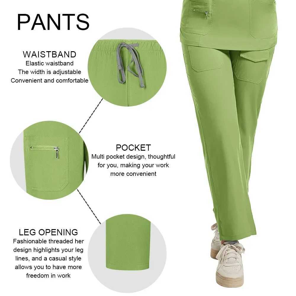 Professional Hospital Work Uniforms Unisex Quick-drying Minimst Pocket Scrubs Sets Surgical Tops Pants Nurse Medical Uniforms X250410