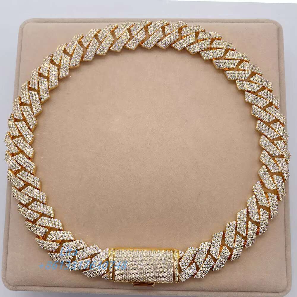 Miami Pass Diamond Tester Vvs Moissanite Diamond Hand Setting 925 Sterling Silver Wholesale Cuban Link Chain