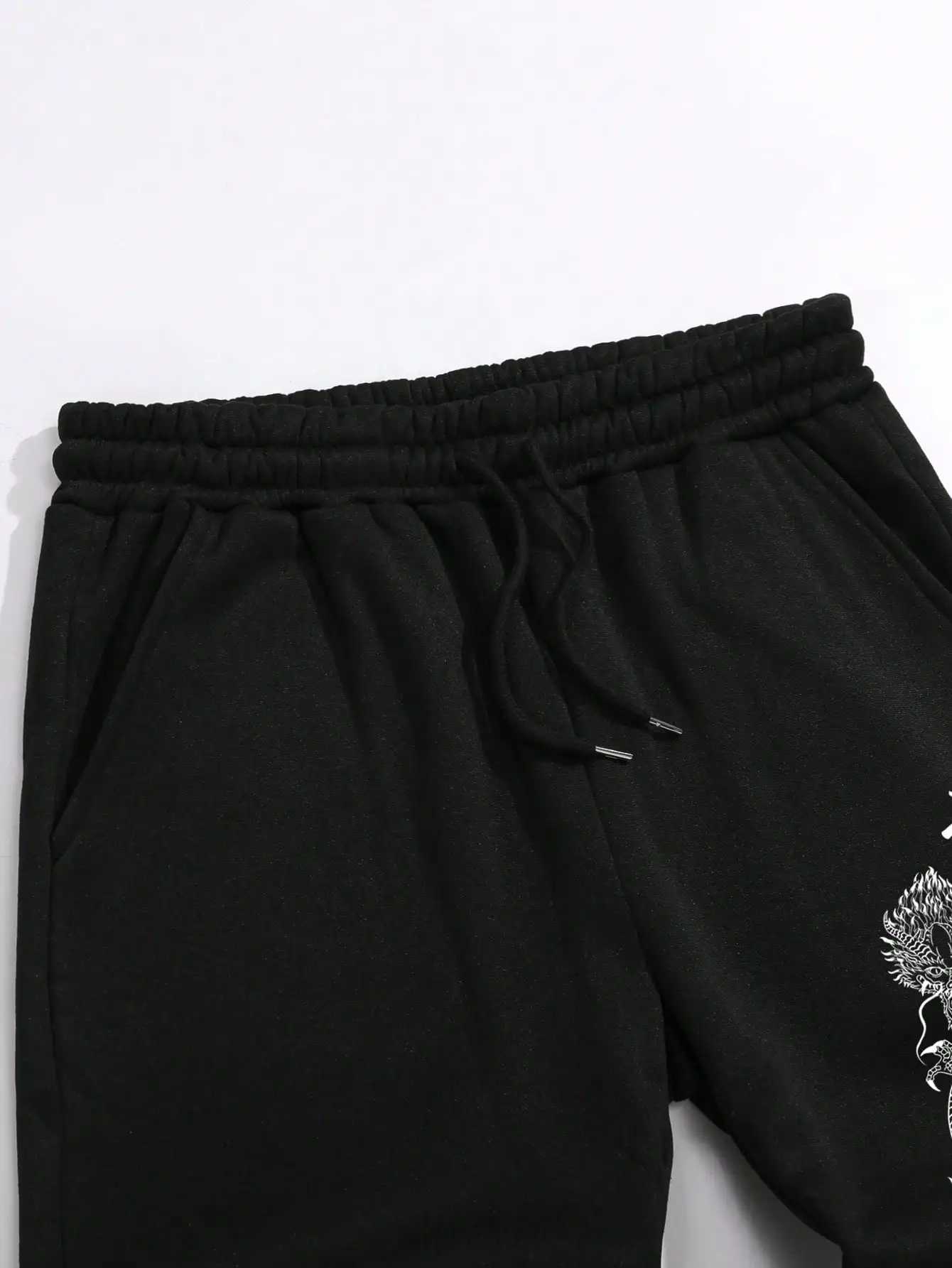 Mens sports pants fashion letter and flame print brushed waist spring/summer sports pants version sports pants S-3XLXJ250410