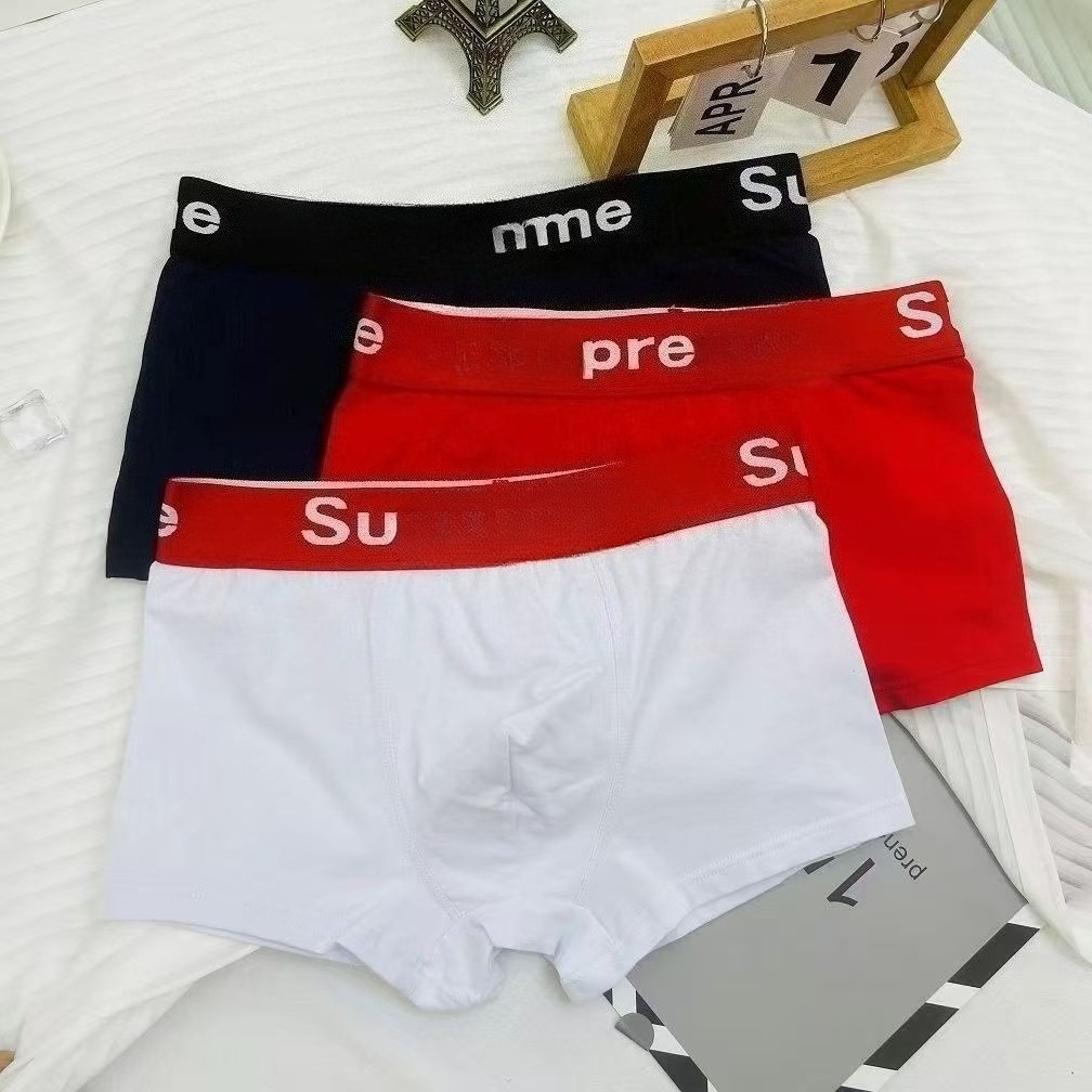 Fashion designer men's pure cotton underwear, soft, breathable, high-elasticity, snug-fitting boxers, 5 pieces per pack.