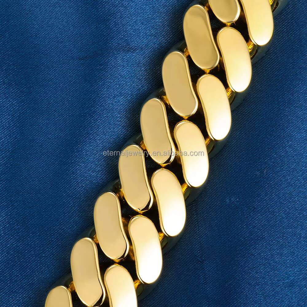 Custom Hip Hop 20mm Real S925 Sterling Silver 9K 10K 14K 18K Solid Gold Plated Miami Cuban Link Chain Necklace Bracelet