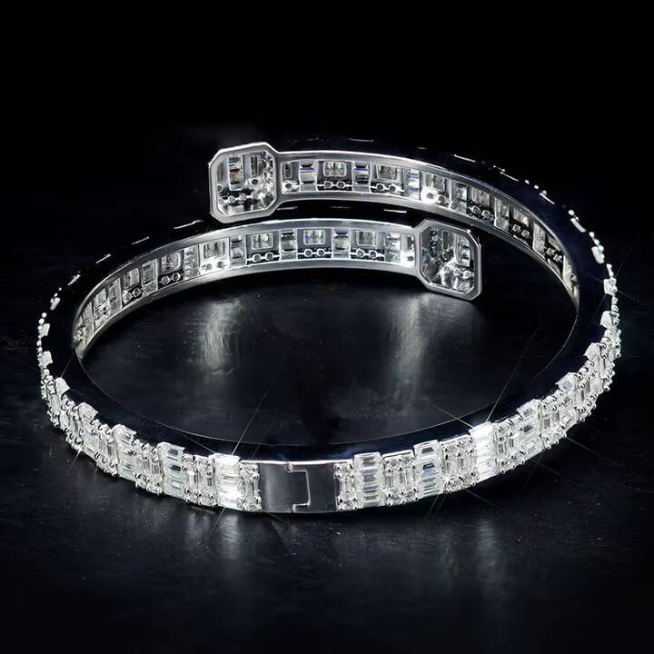 New Design Fashion Style Sparkly Iced Out Rapper Jewelry Fire Hip Hop Vvs Moissanite Cross Design Cuban Link Bracelet