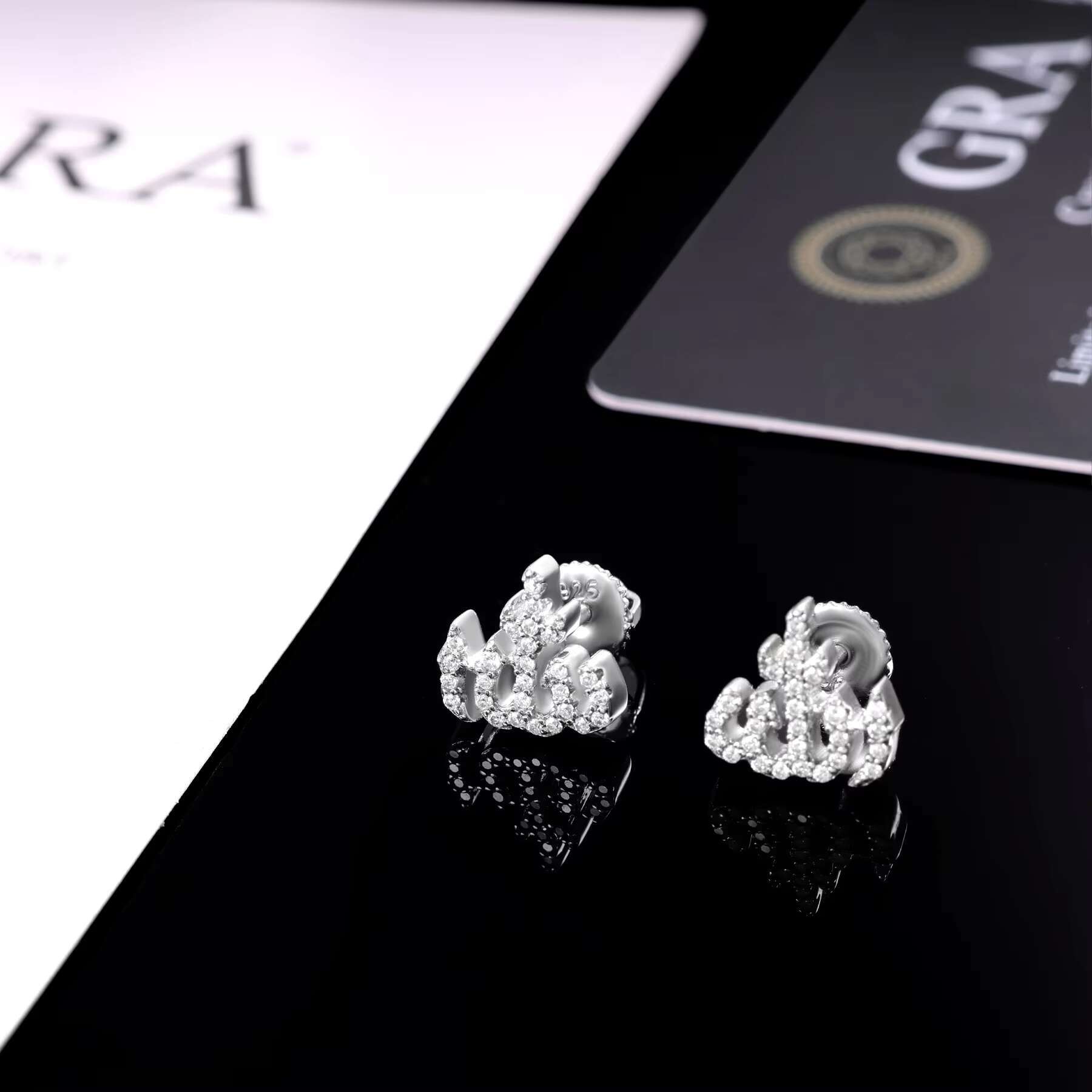 Luxury Hip Hop Jewelry Hip Hop Iced Out Moissanite Allah Stud Earrings for Men New Design 925 Sterling Silver Earrings