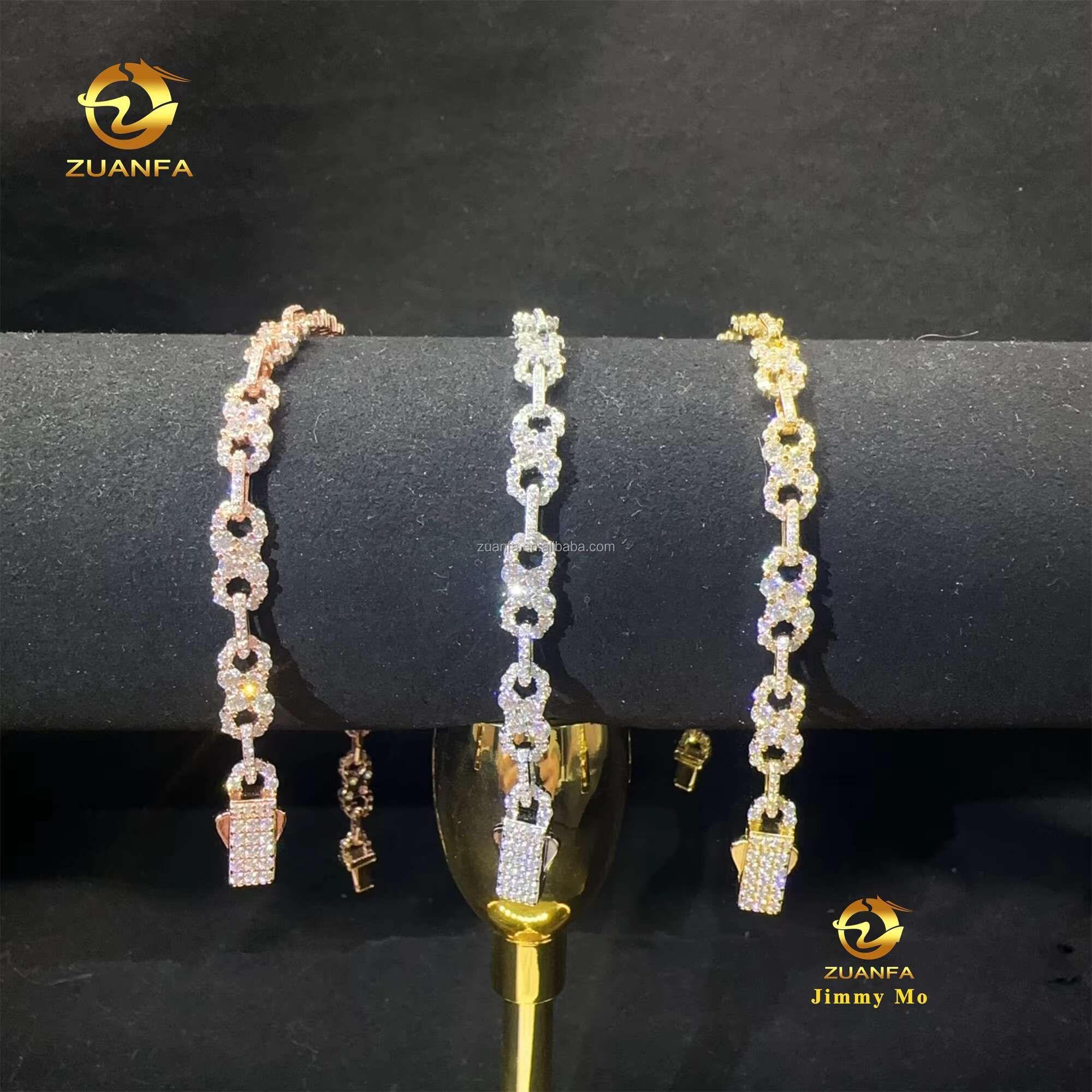 Wholesale Price New Arrivals Bulk Stock S925 Silver Iced Out Hip Hop Fire Jewelry VVS Moissanite Diamond Infinity Bracelet
