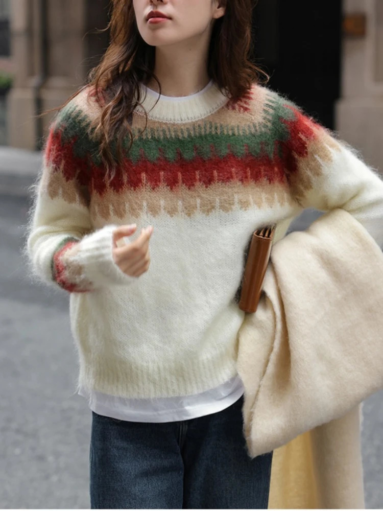 Christmas Red Sweater Autumn and Winter Lazy Wind Thick Retro Knitted Pullover Winter Clothes Women 251106