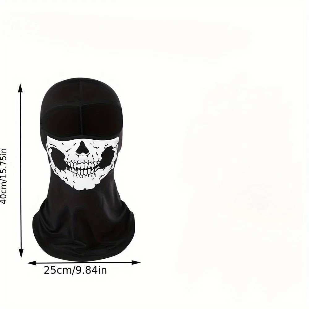 Motorcycle Balaclava Full Face Mask Skull Print Motorbike Full Face Mask Windproof Skiing Head Neck Warmer Bicycle Helmet Liner S251110
