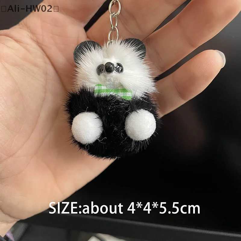 Cute mink bear keychain bag car charm pendant plush toy creative gift random W250411