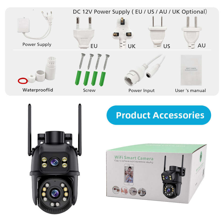 Gun ball linkage dual lens monitoring dual screen 360-degree outdoor waterproof HD WiFi ball machine binocular