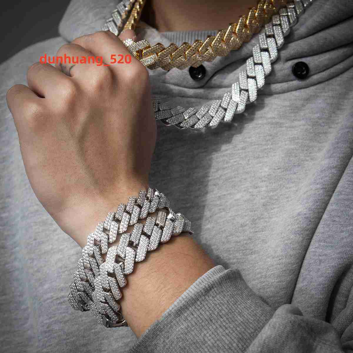 Kibo Custom 18mm 3 Row 925 Sterling Silver Moissanite Diamond Hip Hop Cuban Bracelets