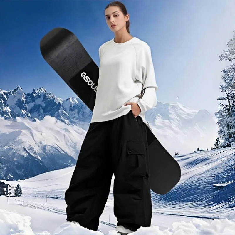 GSOU SNOW Super Baggy Snowboard Pants Men Waterproof Windproof Sports Clothes Insulated Loose Fit Ski Trousers for Cold Weather 251107