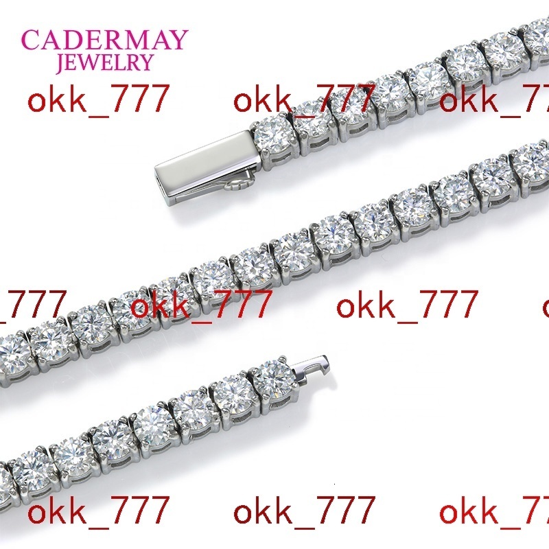Cadermay Stainless Steel 316L 3mm D VVS1 Moissanite Bracelet Hiphop Iced Out Tennis Link Chain for Gifts