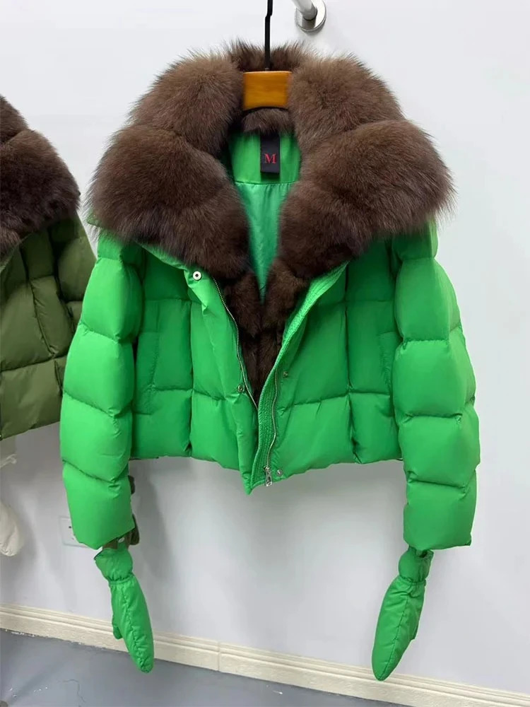 Down Jacket Huge Natural Fox Fur Collar Goose Down Jacket Women Casual Warm Puffer Jacket Down Coat Parka Outwear 251110