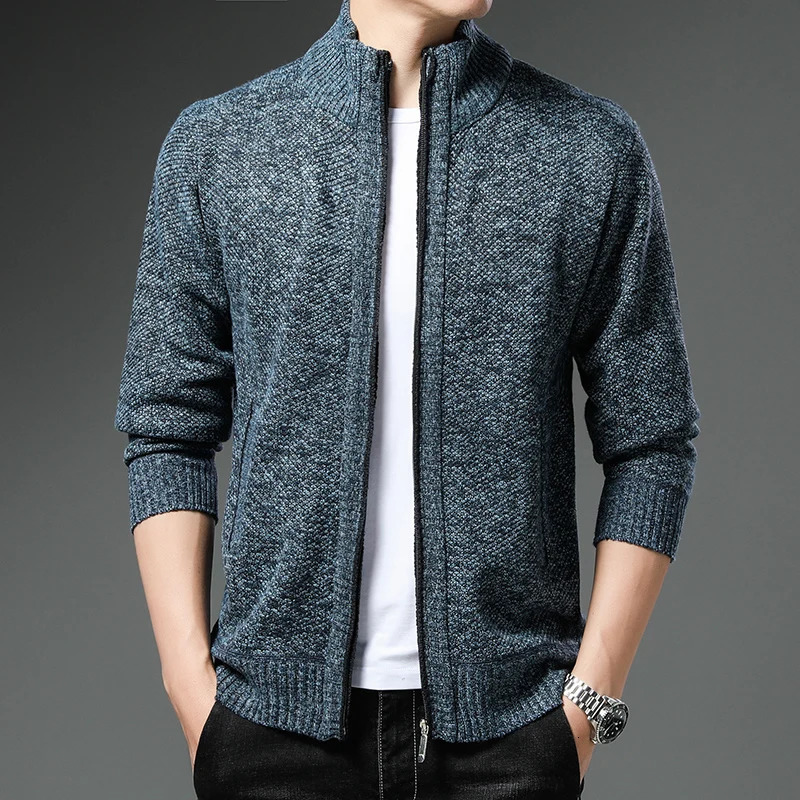 Mens Knit Sweater Spring Autumn Men Cardigan Cable Sweaters Coat Casual Loose Solid Versatile Jacket 251030